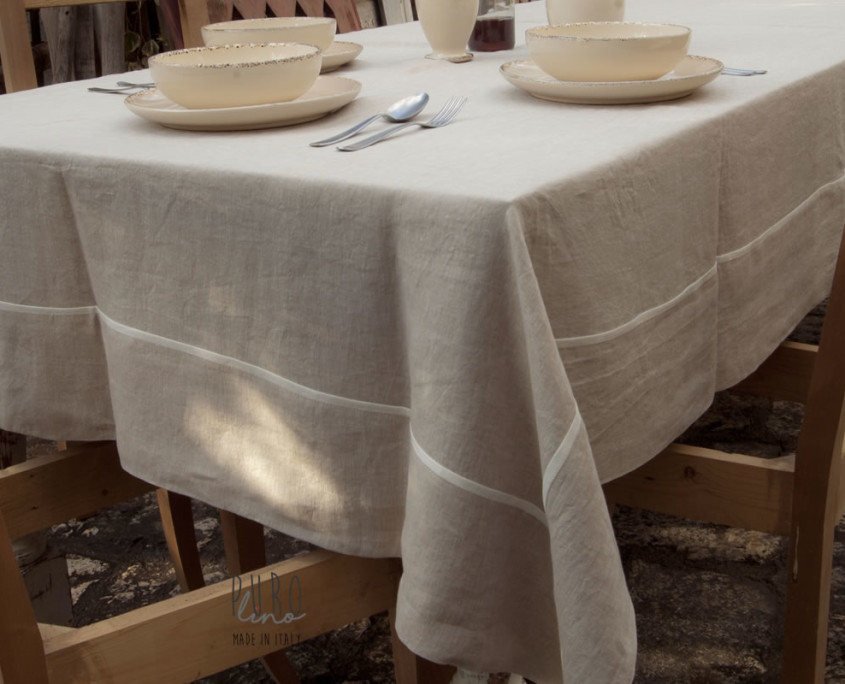 vendita tovaglie di lino su misura on line coll. Melissano Tovaglie eleganti Made in Italy